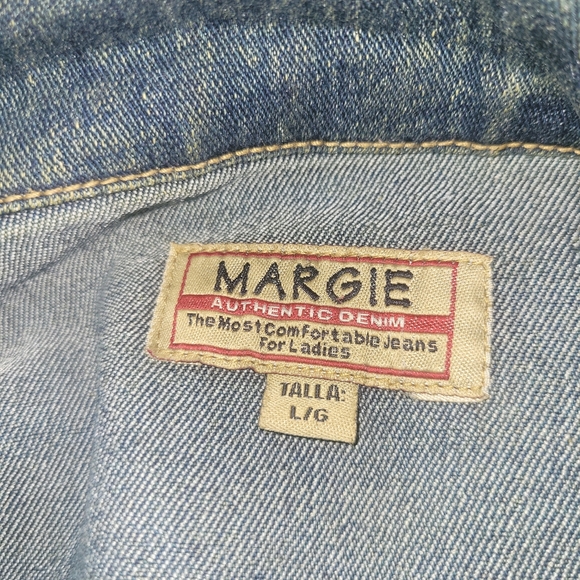 Margie Distressed with Rhinestone Detailed Denim Jacket L - Picture 6 of 6